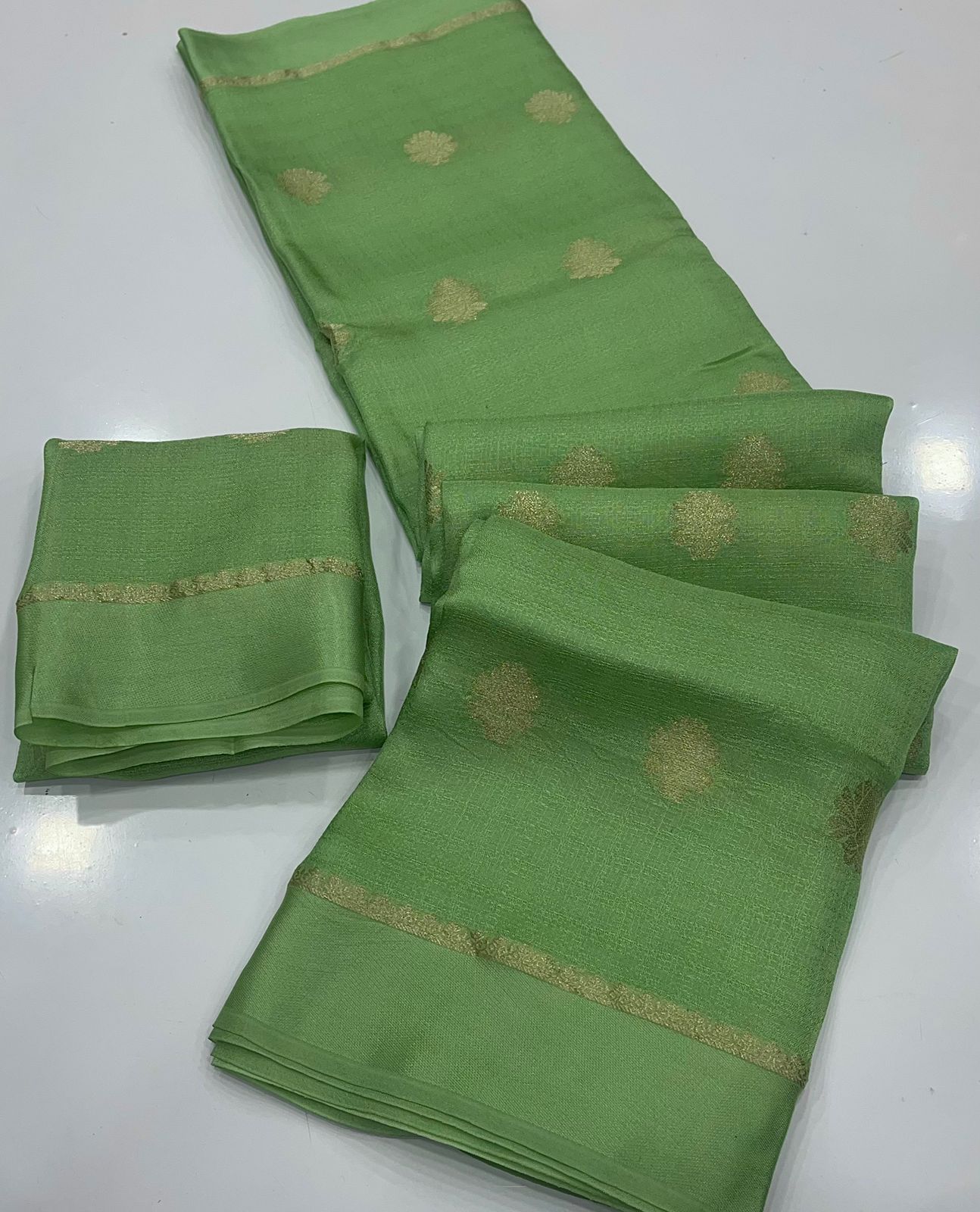 Fresh Green Viscose Khadi Silk Saree